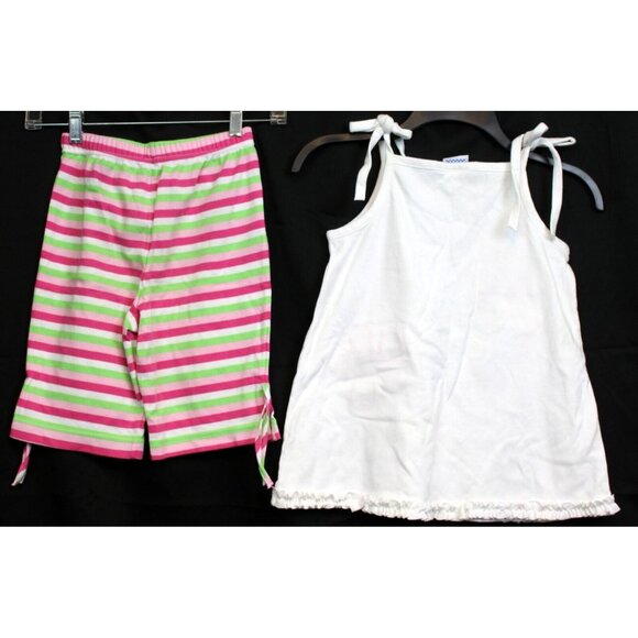 Kellys Kids 2pc Outfit Tank Top Shorts Flowers Stripes Summer Ruffle A-line Long - Picture 6 of 10